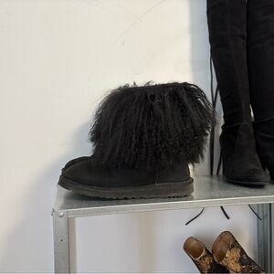 Vintage Ugg Lida Mongolian Suede Fur Short Boots